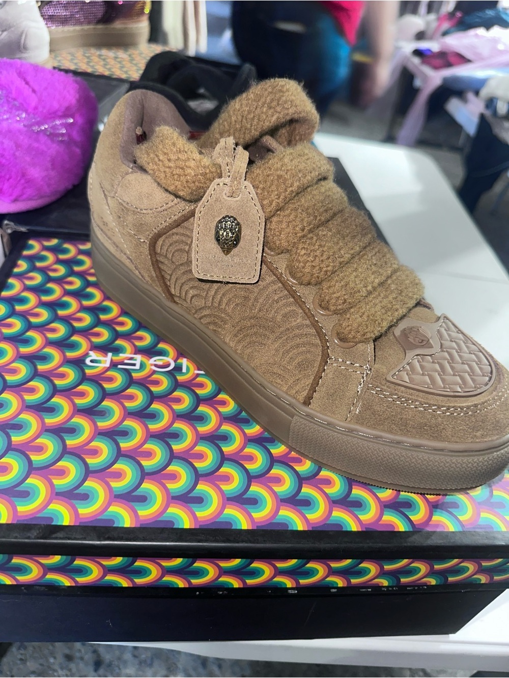 Kurt Geiger Kids Tan Suede Low-Top Sneaker